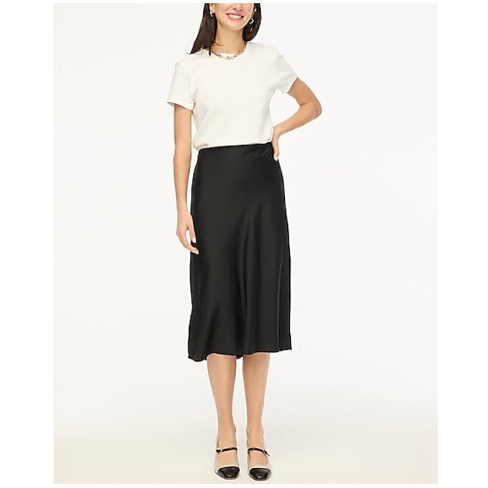 J. Crew Plus Bias A-line Elastic Waistband Slip Skirt Black Size XXL NWT